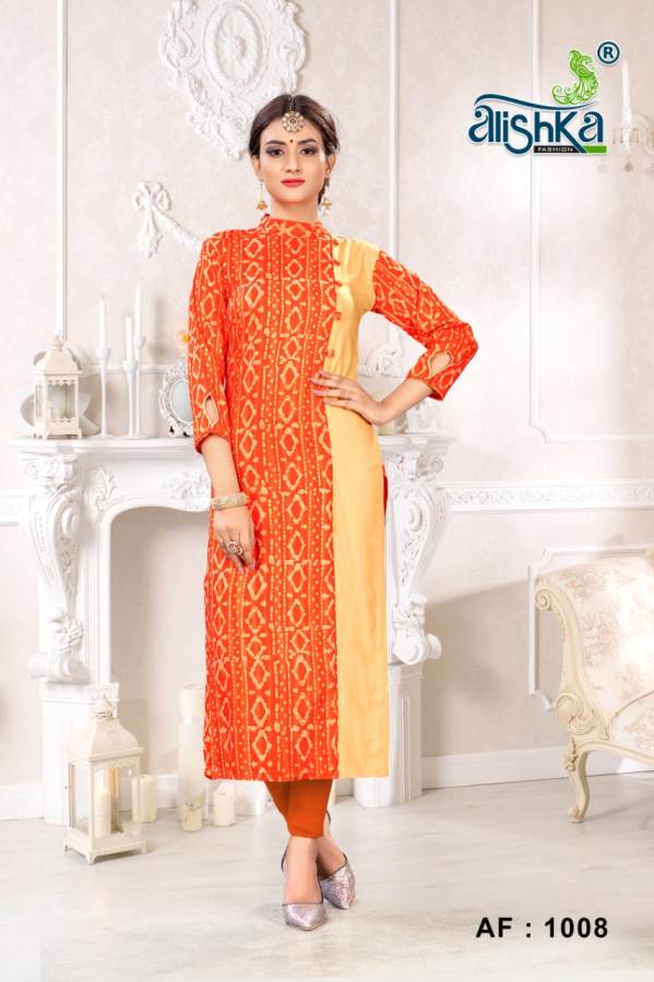 Alishka Lemon Heavy Rayon Printed Kurti